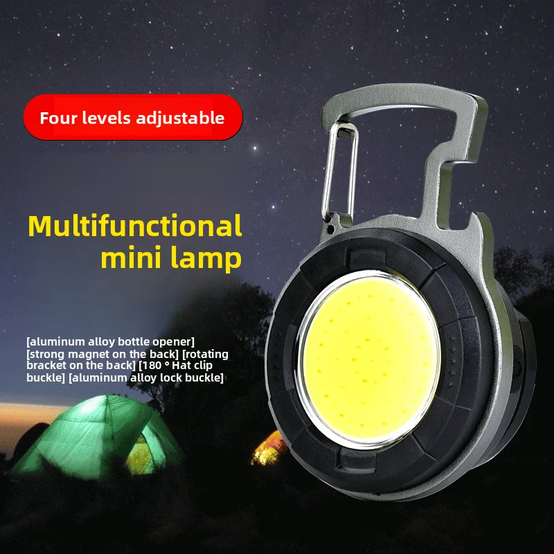 Mini Carabiner Light, Cross-border COB Keychain Light, LED Keychain Flashlight, Outdoor Portable Flashlight, Work Light