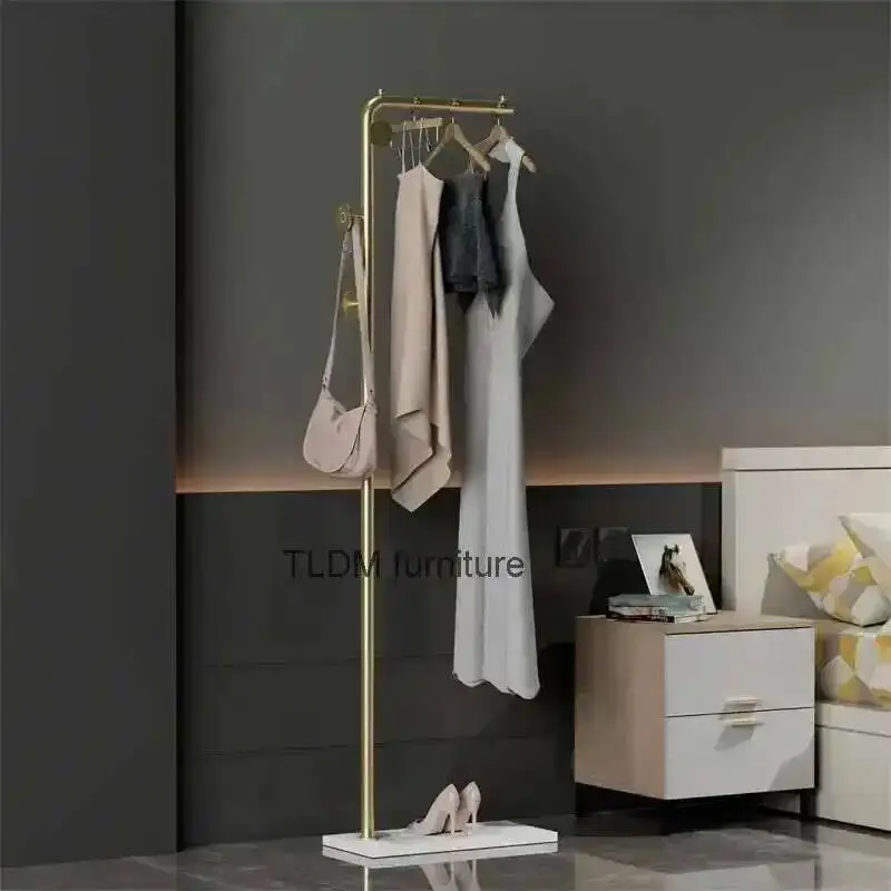 

Iron Coat Light Floor Luxury Racks Wrought for Bedroom Furniture Household Clothes Rack Modern Simple Hanger Hallway Drying Rack
