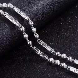 HX Silver Color New Trendy Men's Three-ball Hexagonal Cylinder Personalized Simple Thick Chain Necklace for Men Jewelry