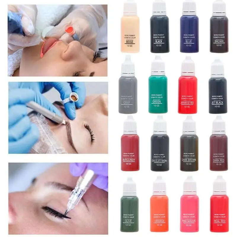 15ml Natural Plant Tattoo Ink for Tattoo Artist Body Art Safe Non-toxic Eyebrow Professional Permanent Makeup Pigment 1 Bottle