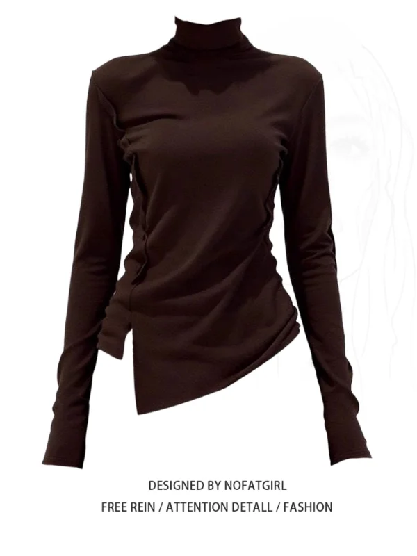 

plus Size Women's Long Sve T-irt High Ne Slim Fit Base Layer Top Korean Sle Commute Wind Winter New Arrival Inner Wear