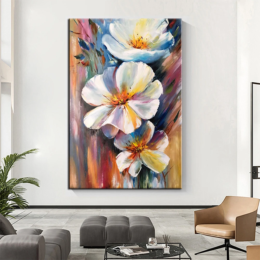 Handmade Oil Painting Abstract Flowers Contemporary Painting Flower Painting Floral Painting Original Wildflowers Artwork Decor