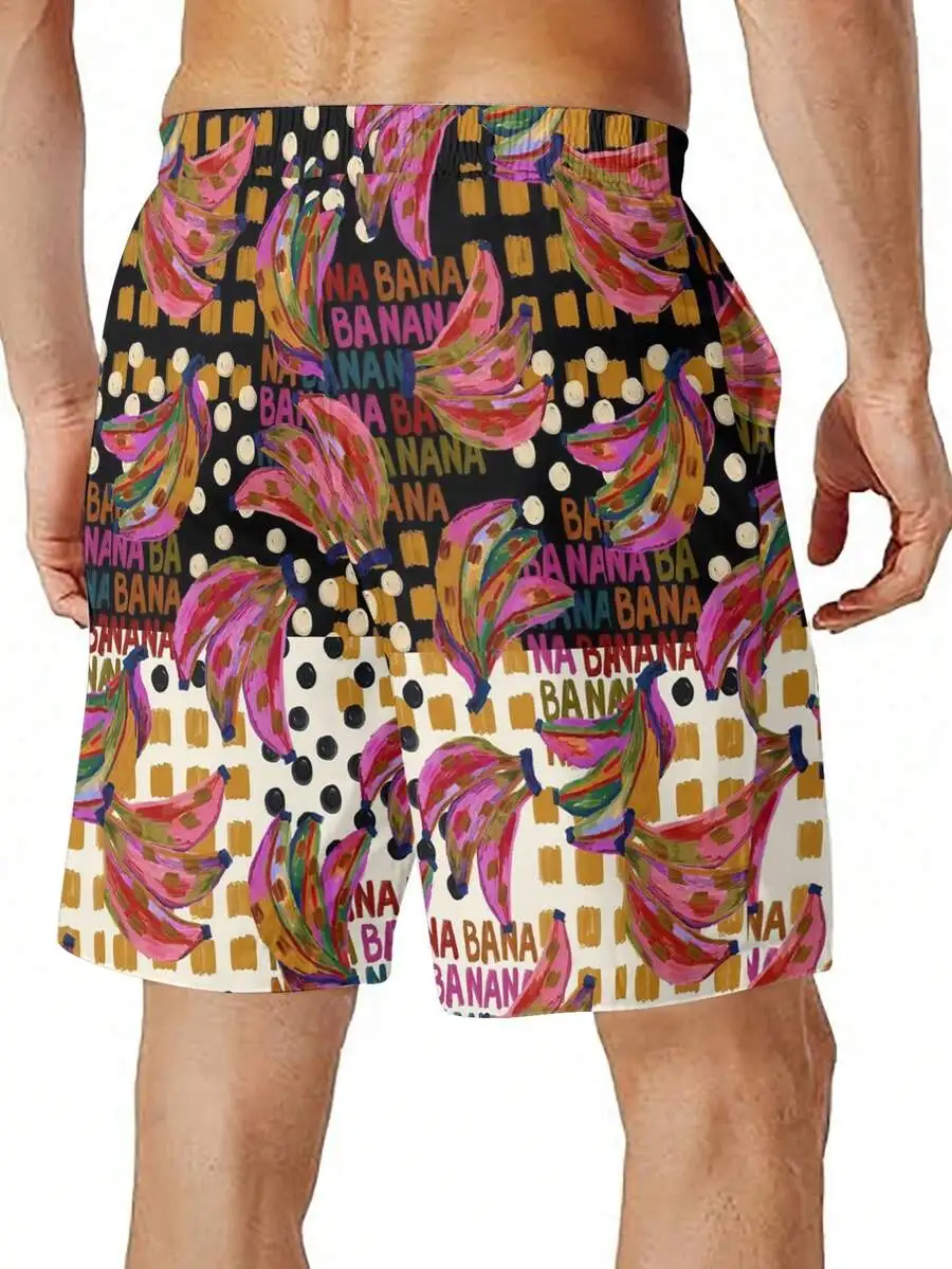 

Mens Banana Print Sport Shorts Polyester Lightweight Breathable