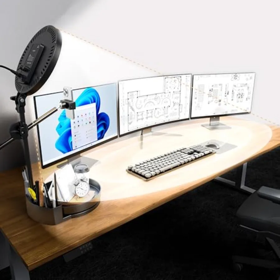 

【New model】Bright Zoom Lighting for Computer Adjustable Desk Lighting for Video Callst 55W Dimmable Full Screen Ring Light with