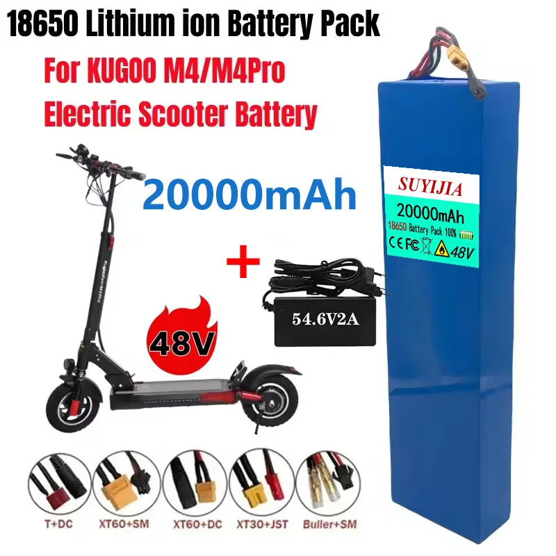 Lithium Ion Battery 48V 48V 20Ah 1000W 13S4P for 54.6V Electric Scooter Citycoco BMS 20000mAh