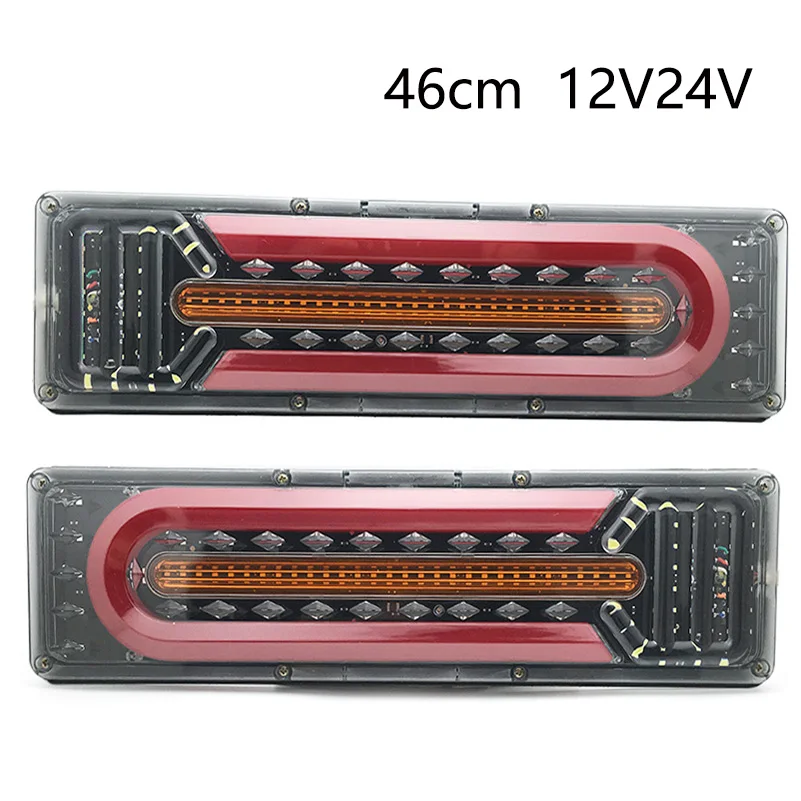 2X46cm LED Truck Tail Light Turn Signal Rear Brake Lights Reverse Signal Lamp for Trailer Truck Universal Car Taillights