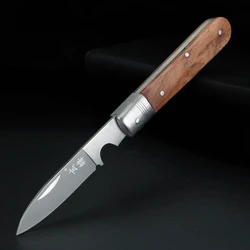 Wooden handle folding knife, household fruit knife, pocket peeler, outdoor camping rope cutting knife