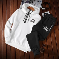 Two Piece Sweatshirts Men's Clothing Half Zipper Fashion Commuting Attire Sweatsuit Set High Quality Hoodie Daily Sportswear Man