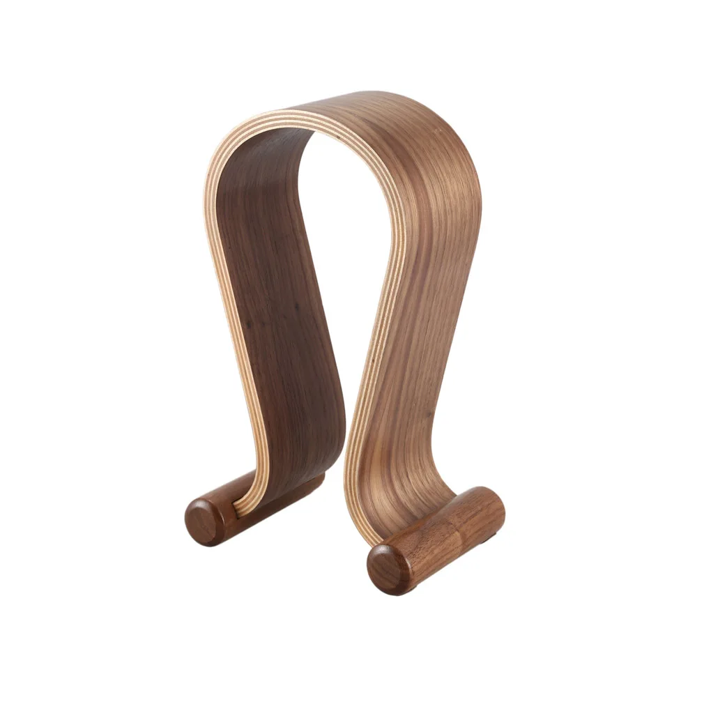 Gaming Headphone Stand Desktop Arc Shape Earphone Wooden Holder Universal Headset Rack, Birch Color