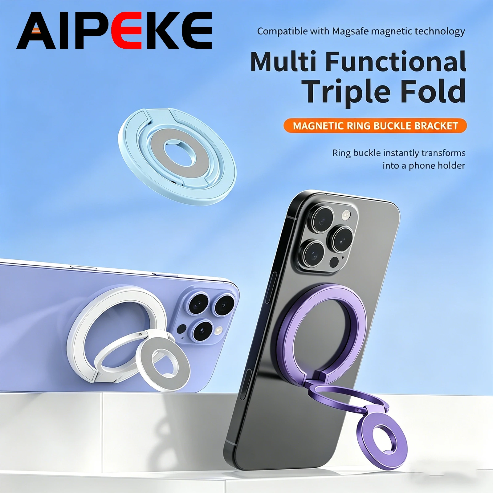 AIPEKE 360 °   Suporte Magnético Dupla Face para Celular, Acessório Dobrável de Mesa para iPhone com Magsafe