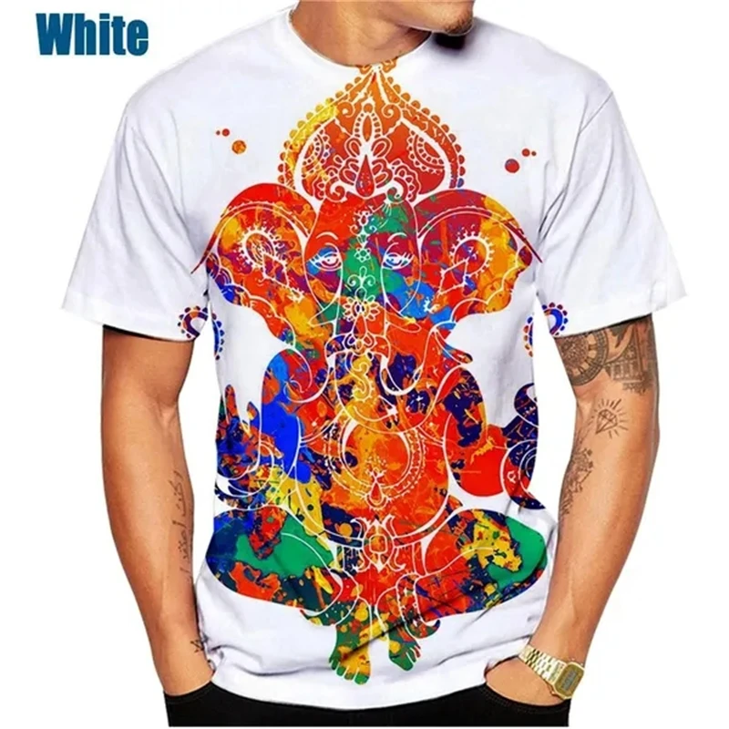 God Of Wisdom Ganesha T Shirts 3D Printing Hindu Ganesha Tshirt Men And Womens Apparel Short Sleeve Breathable Streetwear Tops