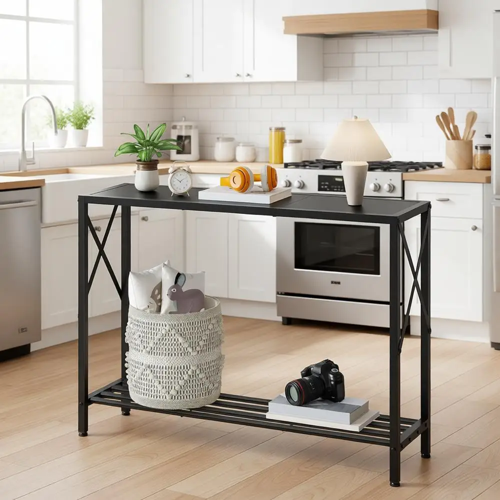 

2-Tier Entryway Table, 41.8 Long Narrow Sofa Table with Shelves, Ideal for Behind Couch, Entrance, Hallway, Living Room, or Offi