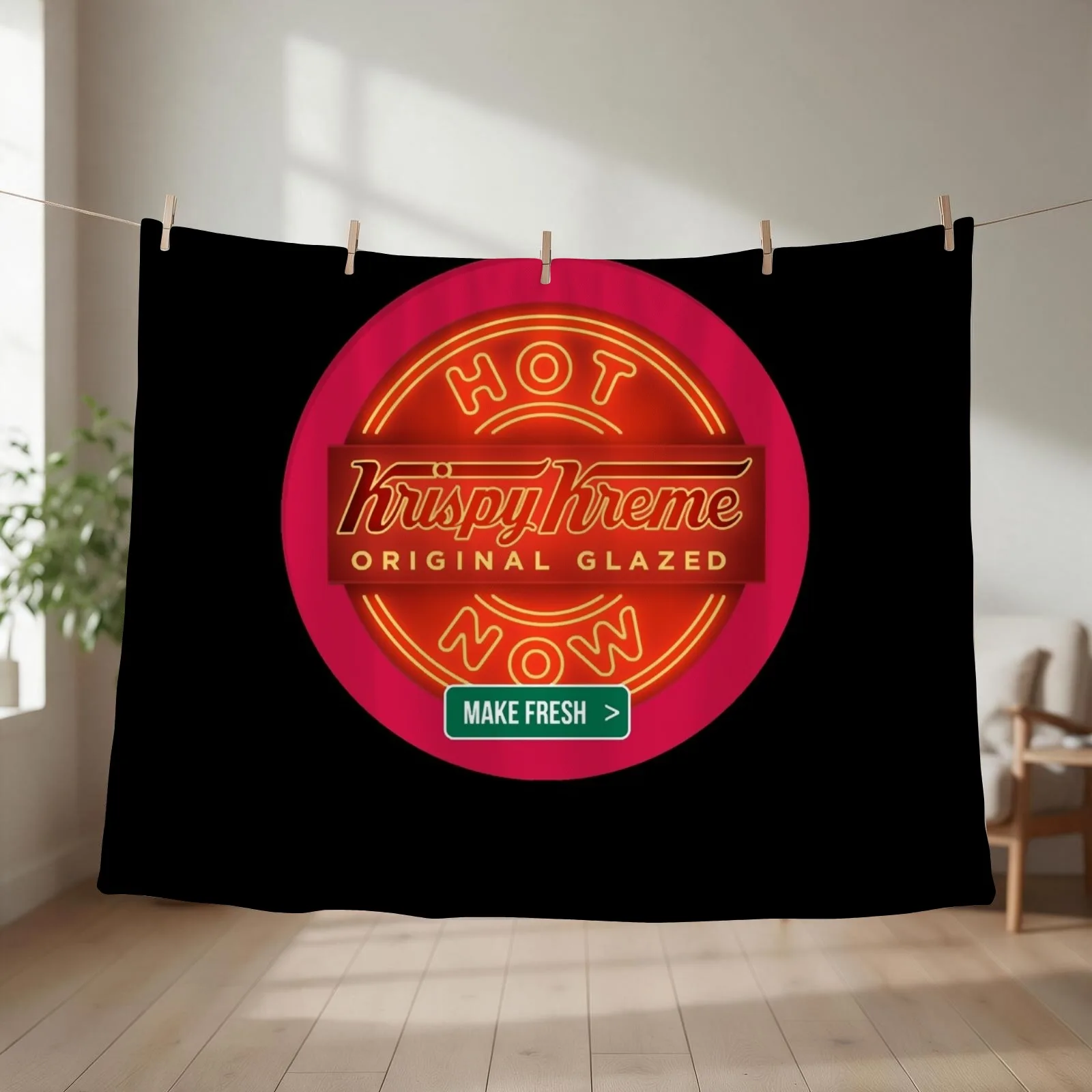 Circular Krispy Kreme Logo Merchandise Throw Blanket couch cozy soft plush fuzzy picnic outdoor blanket