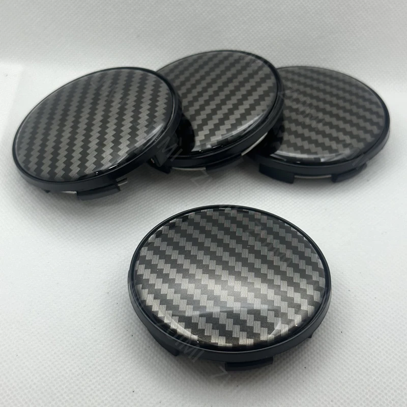 4Pcs 68mm Car Wheel Center Hub Caps 3D Carbon Fiber Universal Cover Kit Accessories Black Silver Auto Styling Parts Accessories