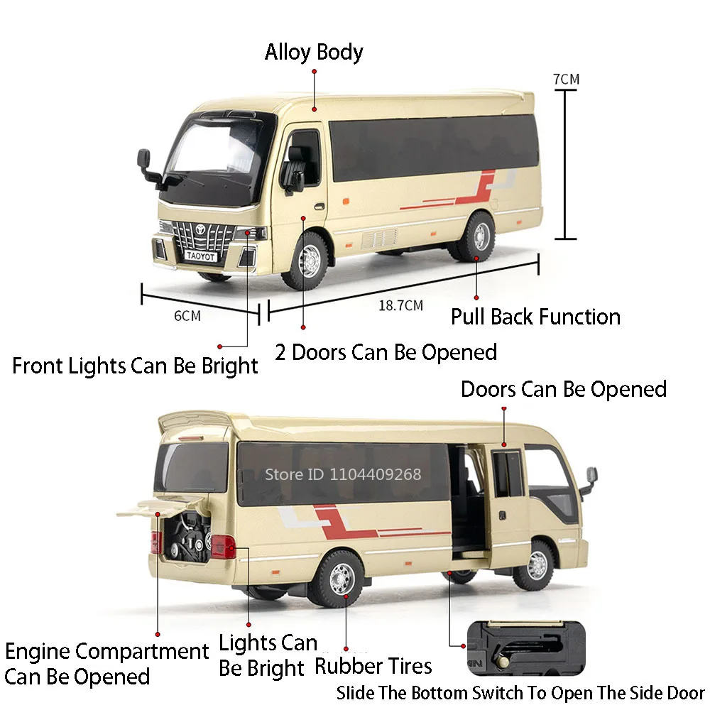 Maßstab 1:32 Untersetzer Business Bus Modell Spielzeugauto Diecast Metall Sound Licht Zurückziehen Polizei Fahrzeug Modelle Spielzeug Geschenke für Jungen
