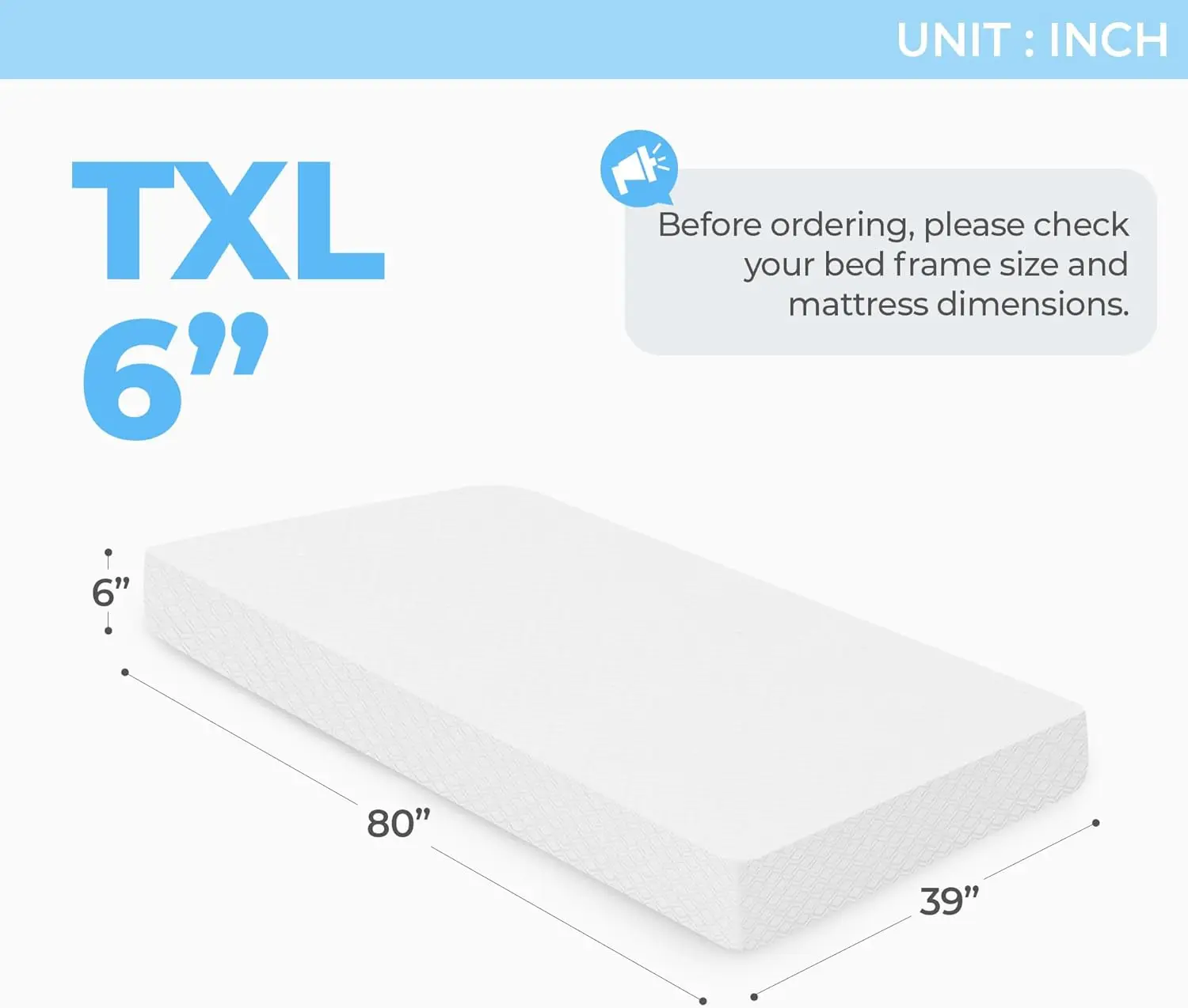 6 Inch Twin XL Cooling Memory Mattress for Pressure Relief & Cool Sleep Medium Firm CertiPUR-US Certified Mattress-in-a-Box Comf