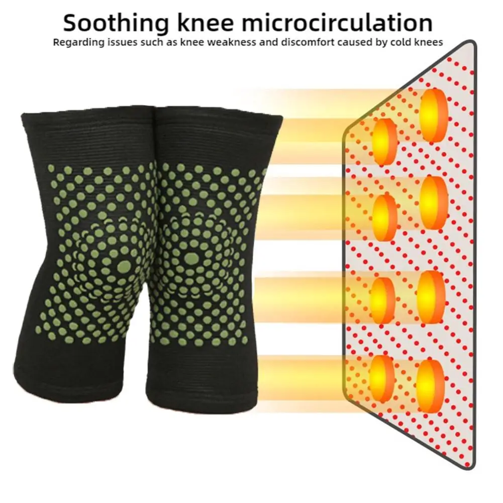 1Pair Self Heating Knee Pads Warm Wormwood Self Heating Knee Brace Support Long Compression Sleeve Arthritis Joint Pain Relief