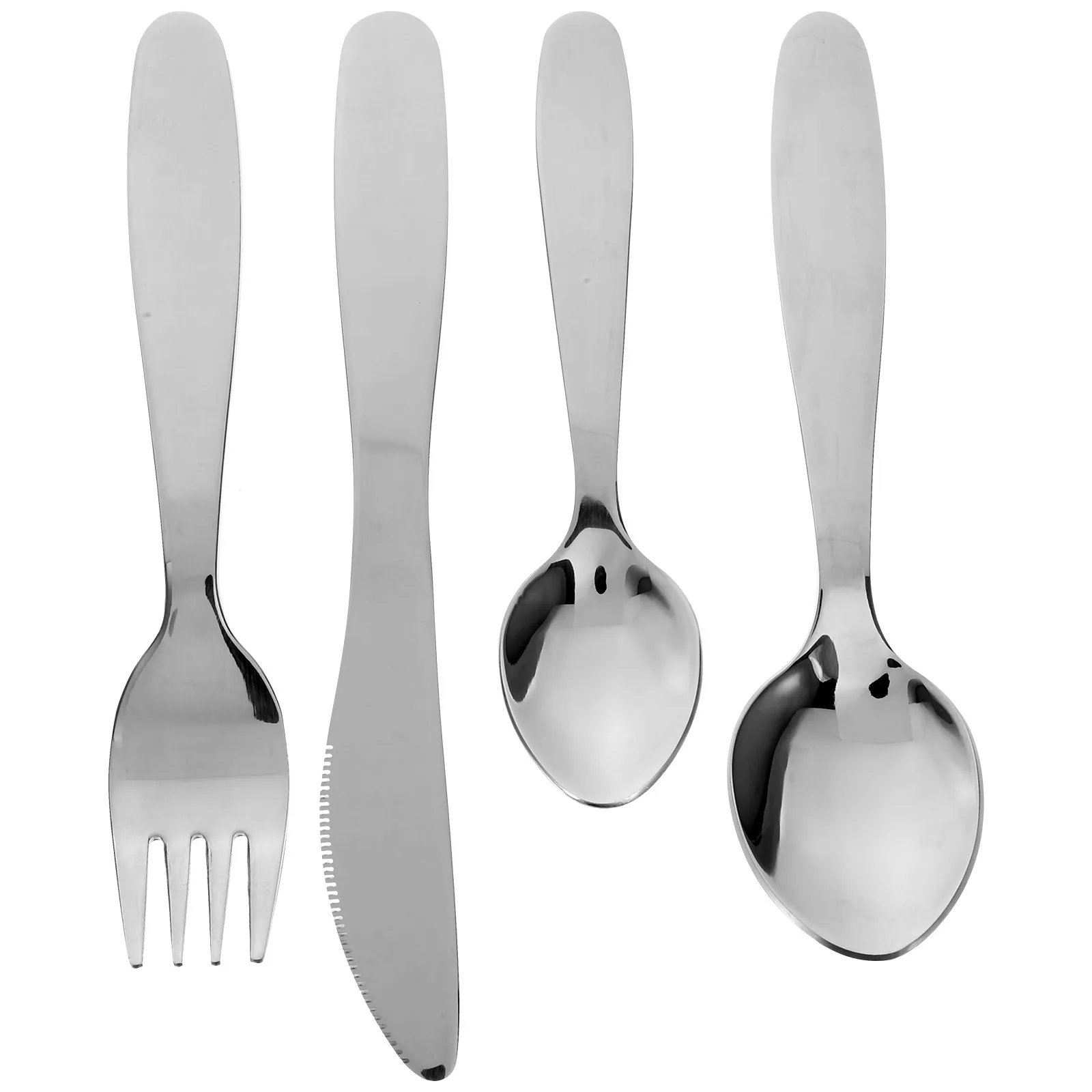 

1 set Stainless Steel Children Tableware Set Silverware Fork Spoon Cutter Easy Grip Straight Handle Kids Utensils for Meals
