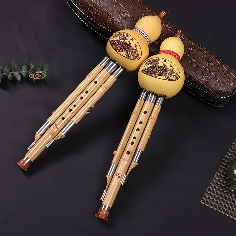 Chinese Handmade Hulusi Music Instrument with Storage Bag, C/Bb Key, High Quality Learner, Musical Instrument