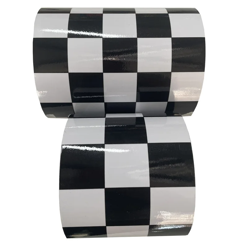 Premium Racing Black White Checkered Flag Vinyl Wrap Film Roll DIY Self Adhesive Decal Sticker Automotive Car Wrapping Foil