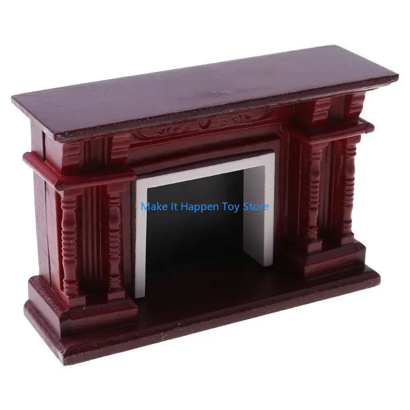 28ec 1:12 Dollhouse Mini Mahagoni Kamin Miniatursimulation Möbel Kinder tun für Spielzeugspielzeug DIY Accessoires