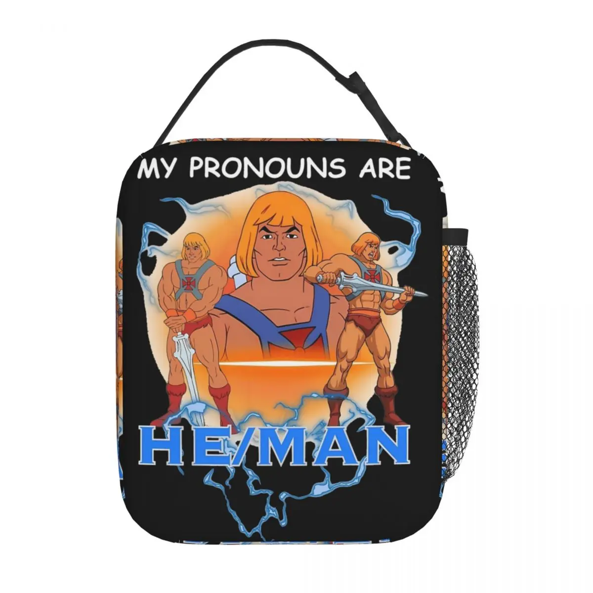 

My Pronouns Are Heman Thermal Insulated Lunch Bag for Travel Eternia He-Man Reusable Bento Box Men Women Cooler Thermal Food Box