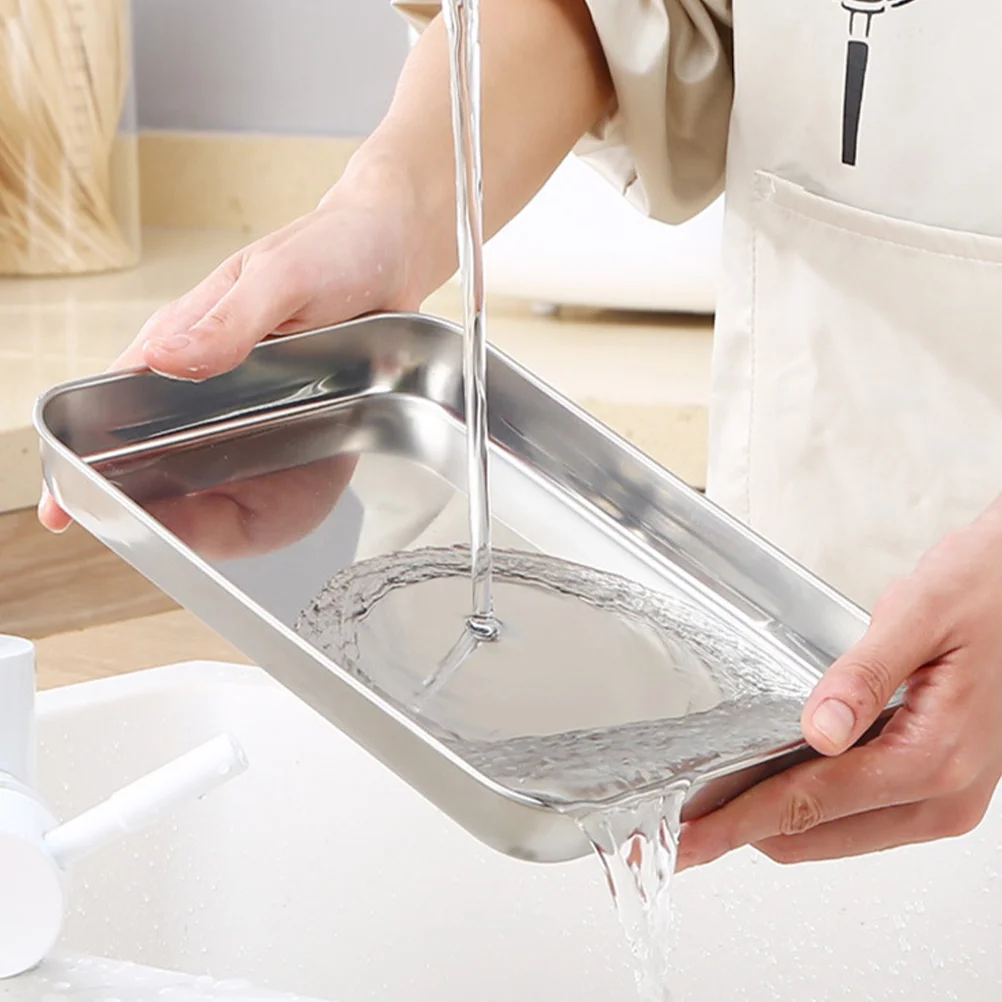 

Oven Stainless Steel Rectangular Sausage Trays for Baking Metal Food Holder Scraper