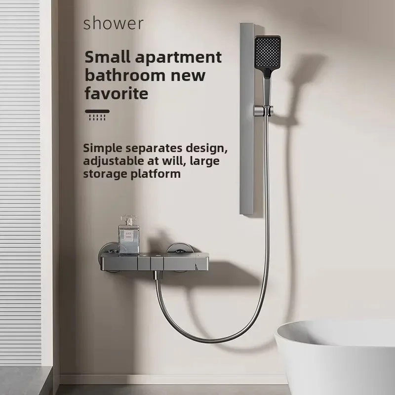 

Современный роскошный латунный настенный смеситель для ванной комнаты, термостатическая ручная насадка для душа с керамическим клапаном для распыления дождя для отелей