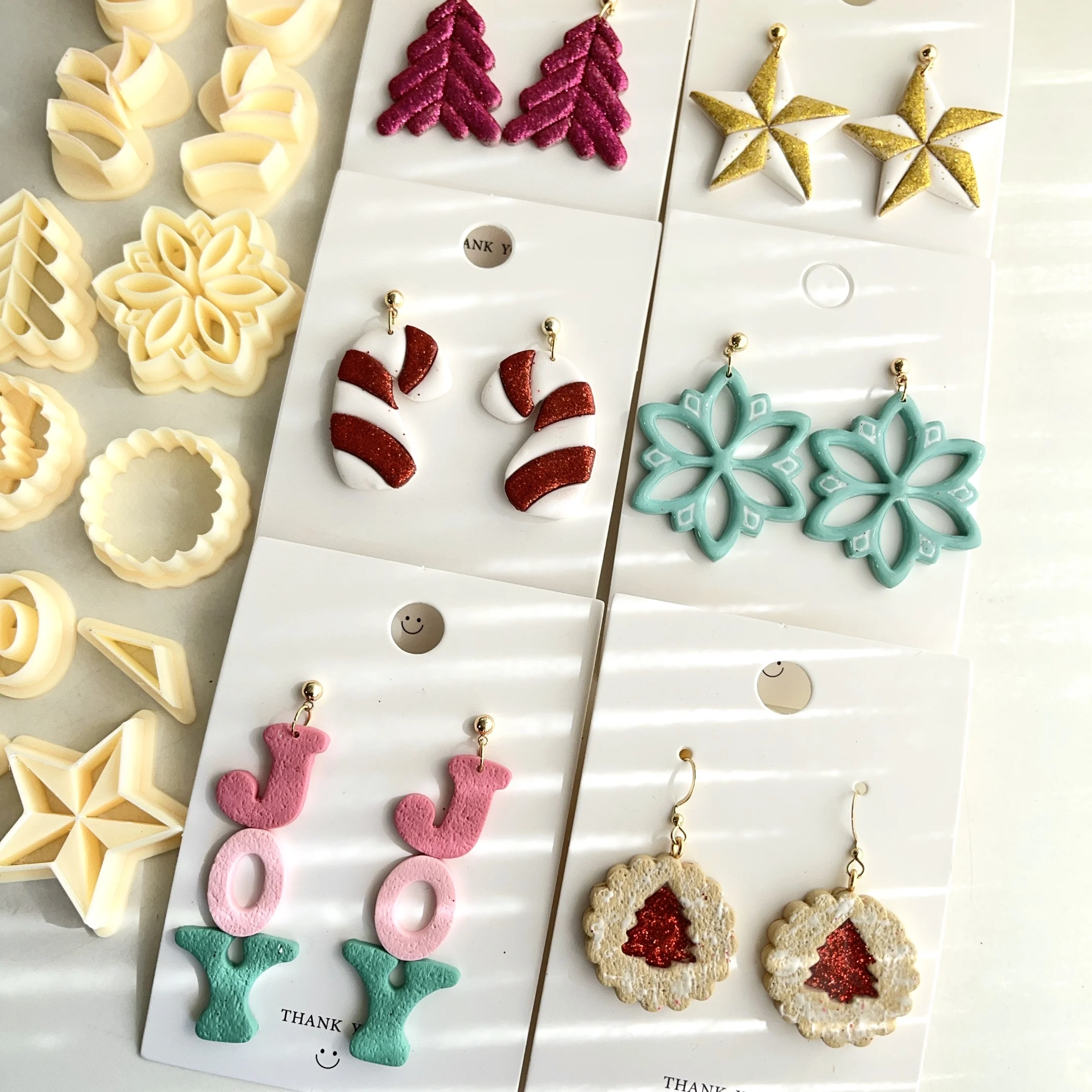 Christmas Polymer Clay Cutters | Winter Clay Cutters | Clay Cutter Set | Clay Cutters for Earring Making | Wreath | Candy Cane |