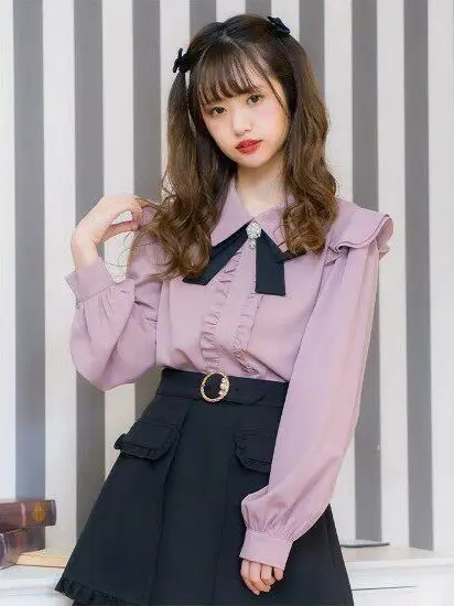 Original Pink Purple Colorless Difference ROJITA Long Sleeve Shirt Tomorrow Who Is My Girlfriend Lolita Polyester Fiber