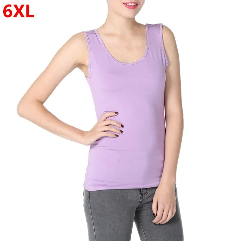 New summer U-neck plus size vest large collar camisole bottoming shirt pink top womens clothing 6XL 5XL 4XL tank tops
