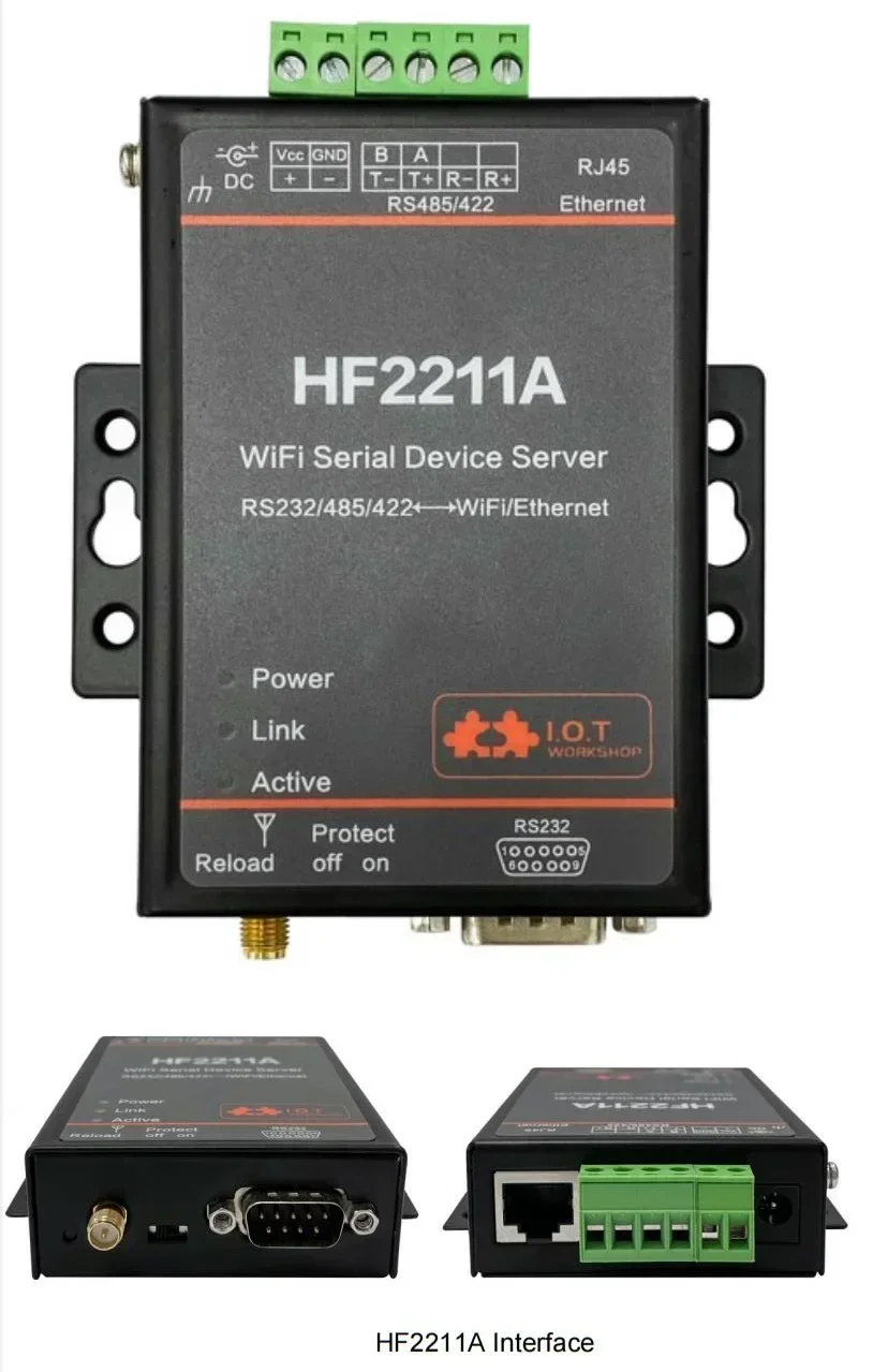 HF2211A Serial para WiFi RS232/RS485/RS422 para WiFi/Ethernet Módulo Conversor para Transmissão de Dados de Automação Industrial HF2211A