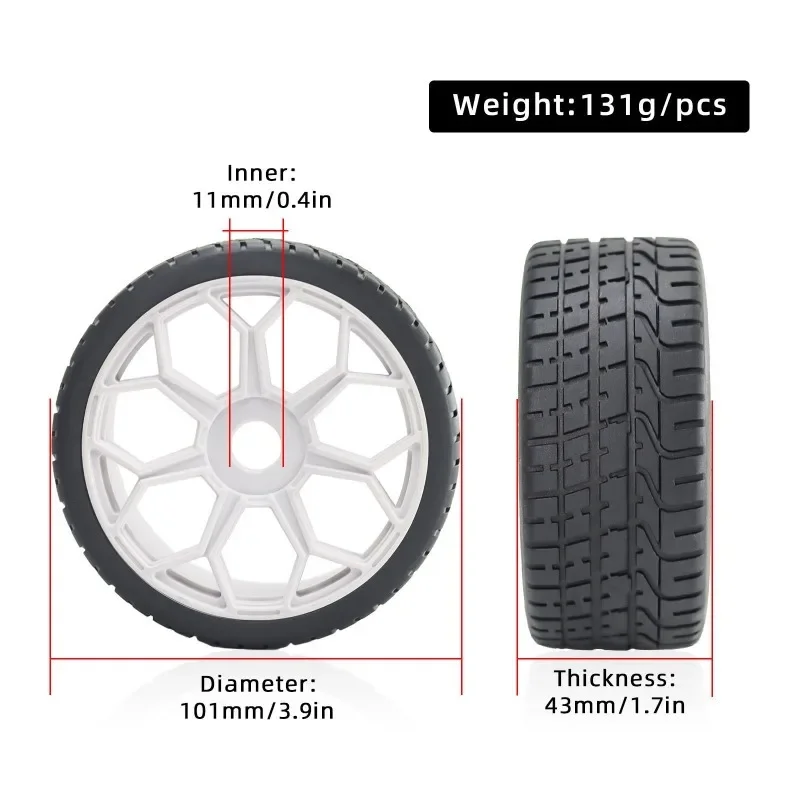 4 قطع إطارات RC مقاس 101 مم مقاس 3.9 بوصة عجلات OD على شكل قرص العسل لـ Arrma Felony Infraction 6S BLX - متينة وعالية القبضة ومتوافقة مع 6S #6