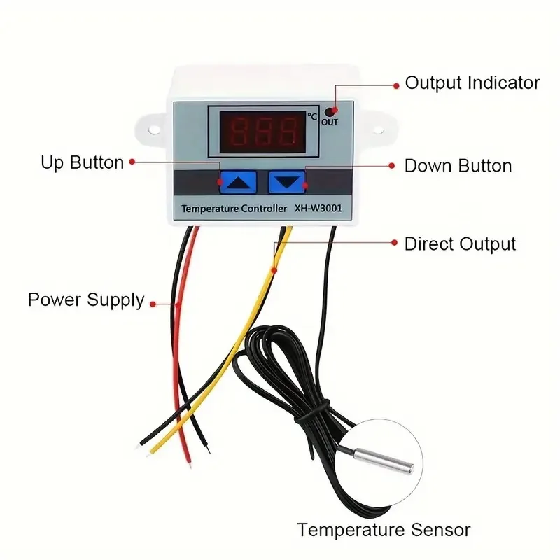 Digital Controller W3001 AC110-220V Temperature Controller Thermostat Digital LED Display