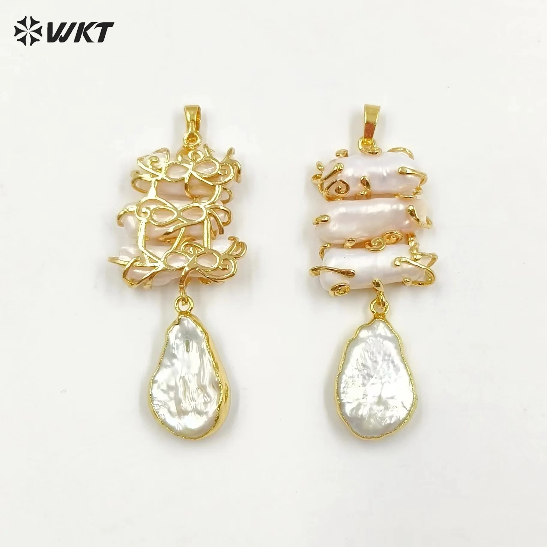 WT-JP353 Amazing Natural Freshwater Pearl Gold Winding Long DIY Accessories Can Make Of Women Earrings Or Necklace Decorative