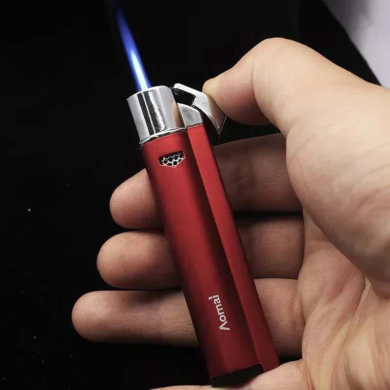 

Aomai Compact Jet Lighter Butane Torch Turbo Lighter Windproof All Metal Cigar Lighter Cigarette Accessories For Men Gift No Gas