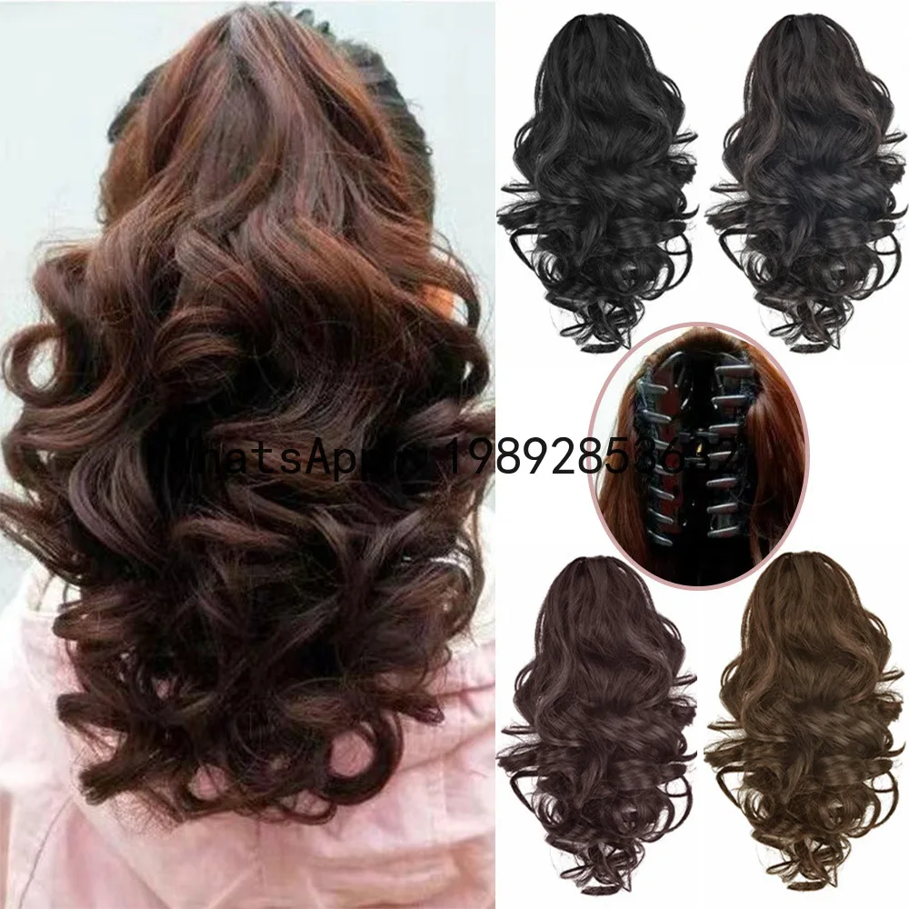 

Wig ponytail female large gripper short curly hair high ponytail high temperature silk artificial hair large wavy ponytail