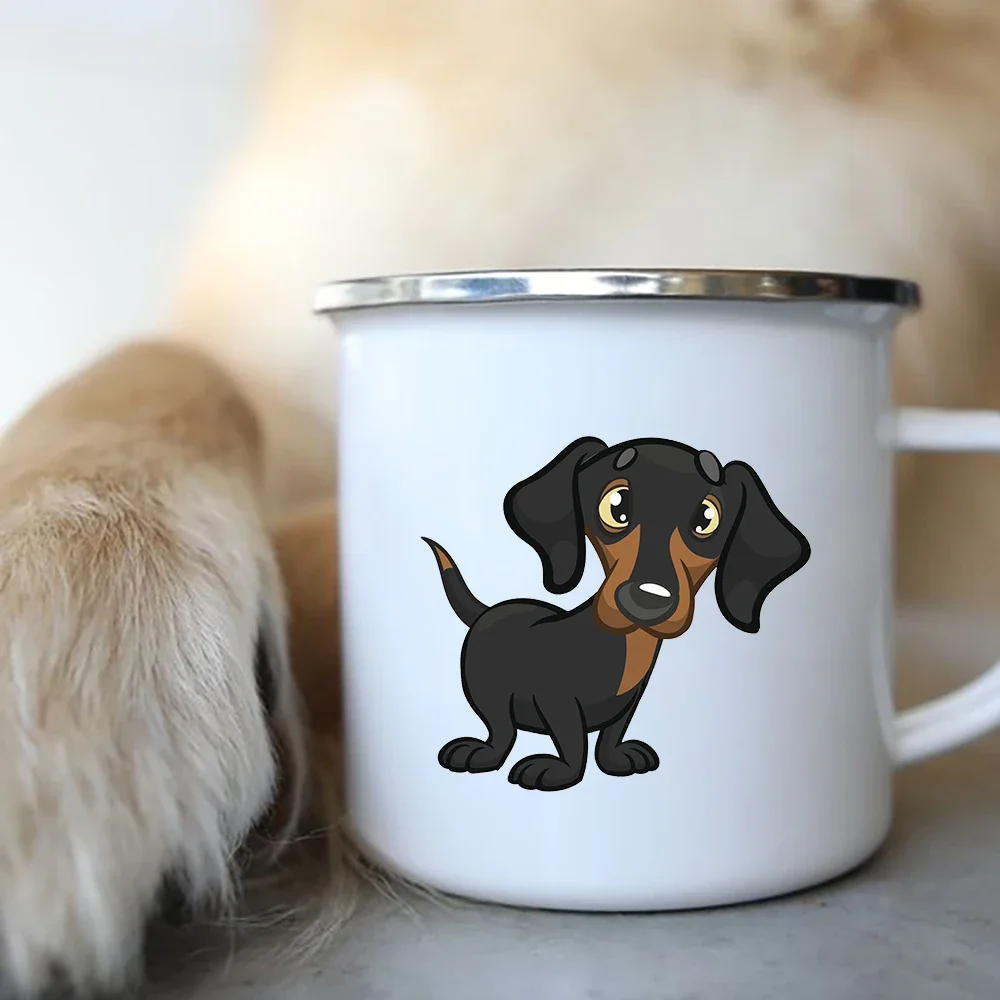 I Love Dachshunds Dog Enamel Coffee Mugs Camping Picnic Bonfire Party Beer Drink Juice Cola Cups Outdoor Travel Cocoa Water Mug