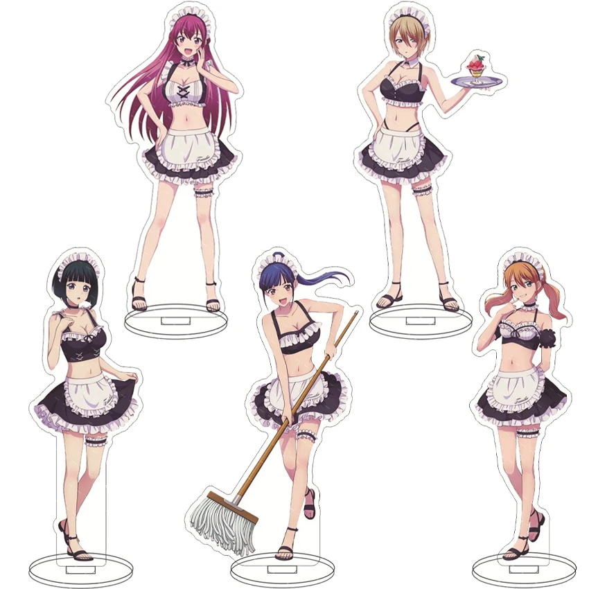 Figurine Anime 16CM La Terrasse du Café et ses Déesse ‌   Makusawa Oka Tsuruga Ami Ono Shiragiku Apron Cos Décorations en acrylique sur support
