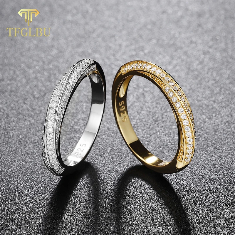 

TFGLBU 0.255CTTW Trendy Simple Moissanite Ring for Women S925 Sterling Sliver Mobius Band Cool Original Luxury Quality Jewelry