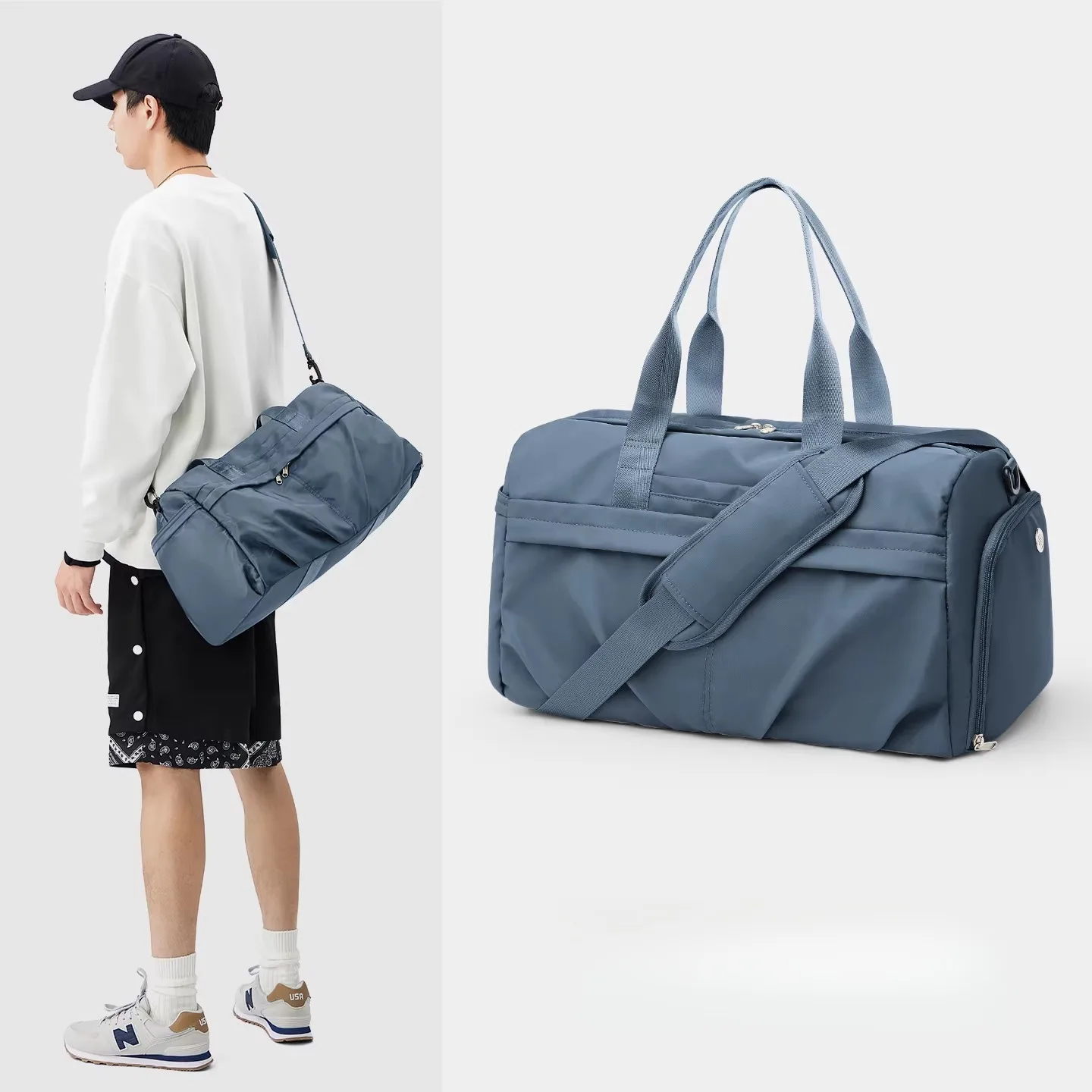 

Men's Large Capacity Sports Travel Bag Crossbody Fitness Bag Wet And Dry Separation Nylon Material Foldable Single Shoulder S...