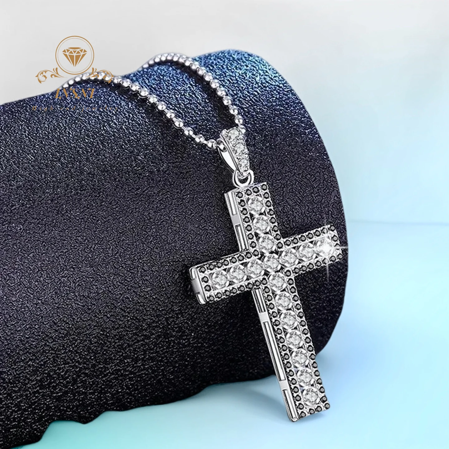 0.51ct S925 الفضة D اللون مويسانيتي الهيب هوب كامل الصليب قلادة قلادة مع العصرية الشارع الشهير نمط هدية مجانية صندوق للمرأة
