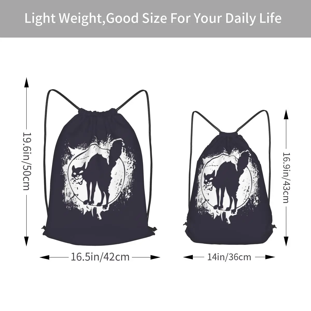 Power Symbol Energy Sources Anarchist Black Cat Backpacks Casual Drawstring Bags Sundries Bag Book Bags for Travel Students