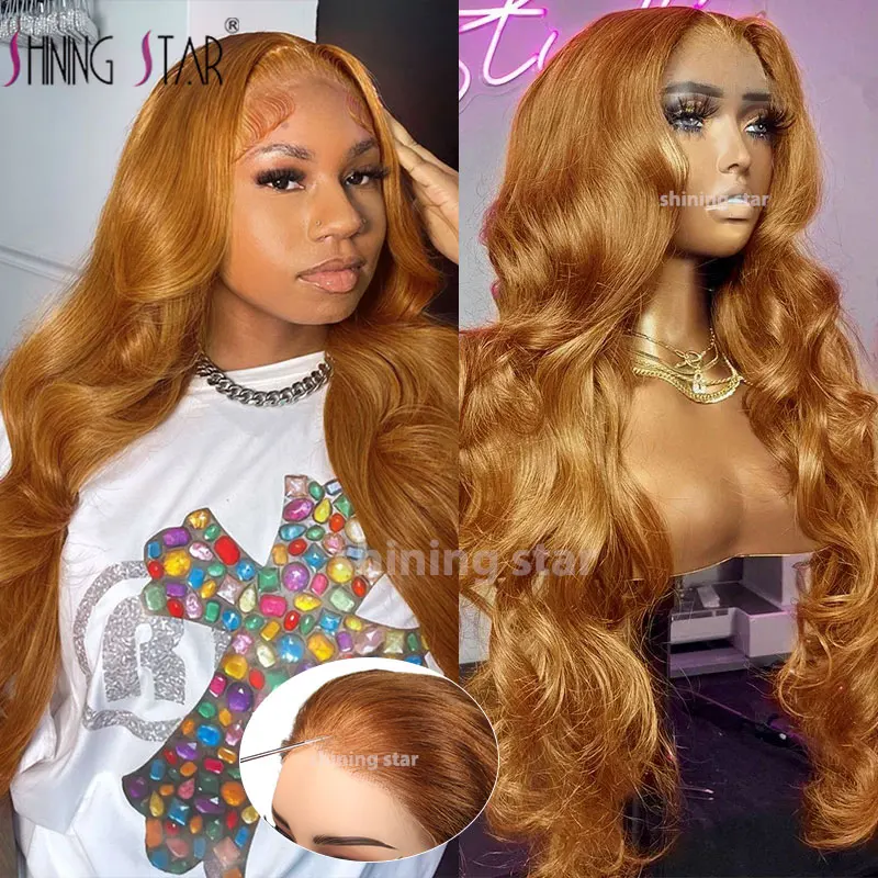 

Body Wave Ginger Blonde 9X6 Glueless Hd Lace Front Wigs Colored Pre Pluck Dark Burgundy Wear And Go Lace Frontal Human Hair Wigs