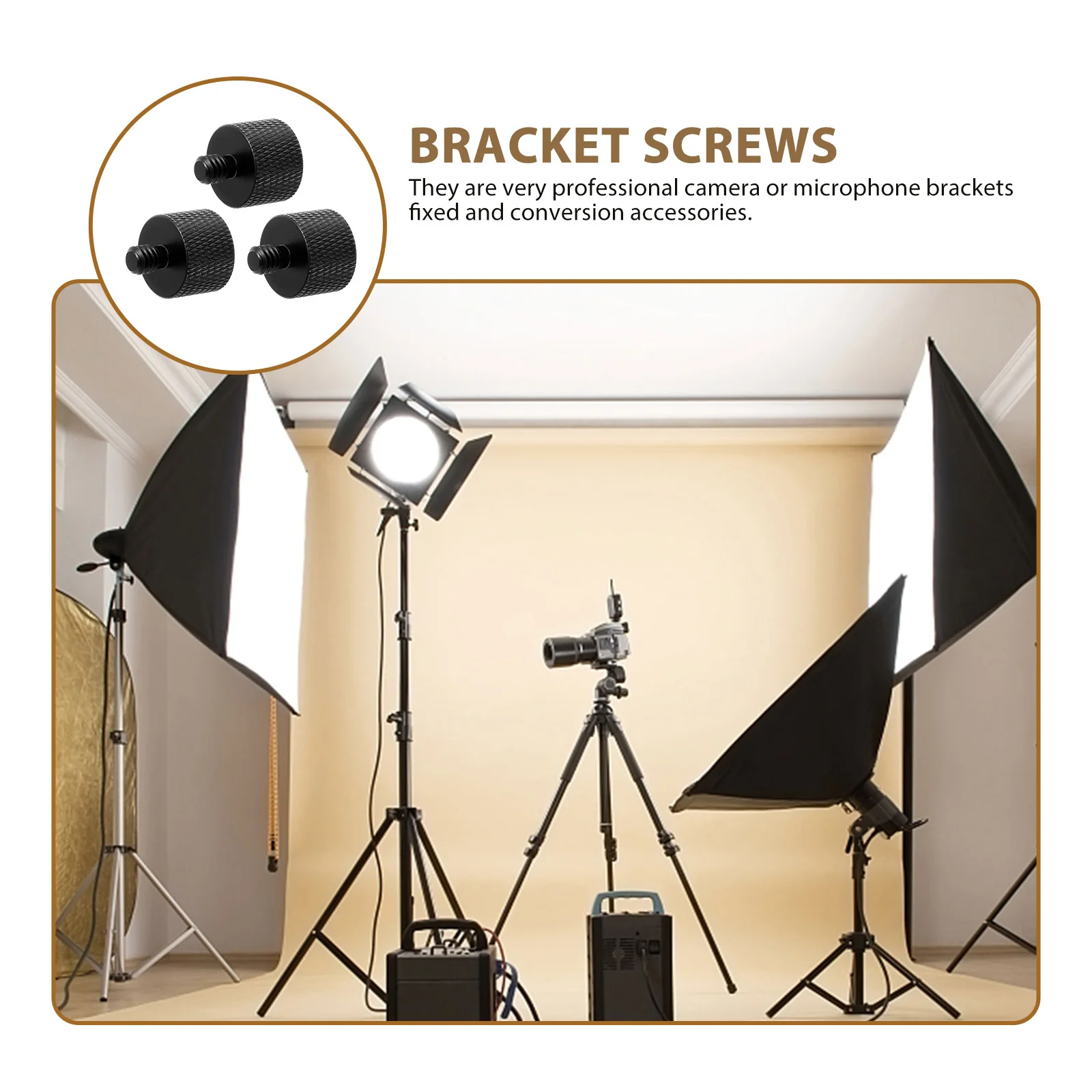 

3 Pcs Screw Thread Adapter Tripod for Threaded Mic Stand Screws Microphone Black