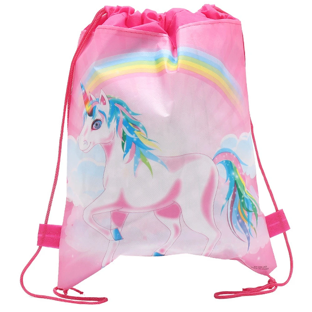 Unicorn Theme 1pcs/lot Mochila Non-woven Fabrics Drawstring Birthday Party Kids Girls Favors Gifts Bags Decorate Backpack