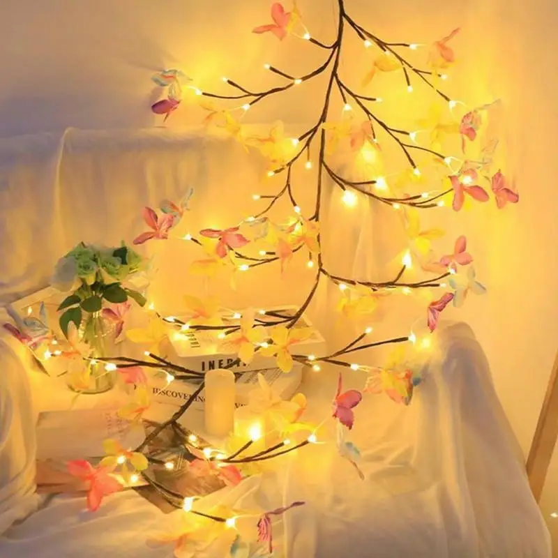 Fairy Vine Lights LED Flexible Vine Light Wall Butterfly Fairy Novelty String Light Ambient Lighting 8 Color Changing For Living