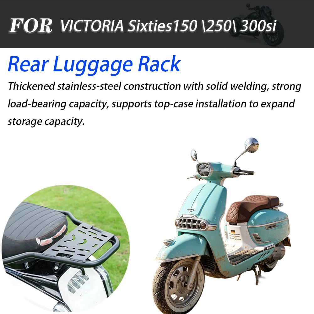 Retro Scooter Rear Luggage Rack Top Case Mount Bracket With Passenger Backrest Modified Accessories For VICTORIA Sixties150 250