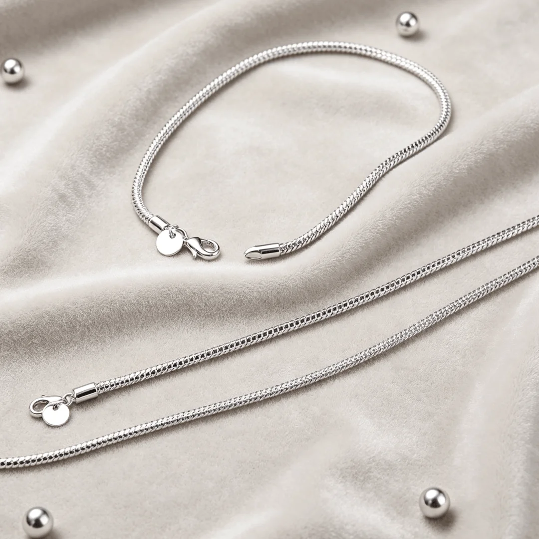 Fashion kpop 40-75CM 925 Sterling silver Special 3MM snake bone chain necklace bracelets for men women designer jewelry Sets