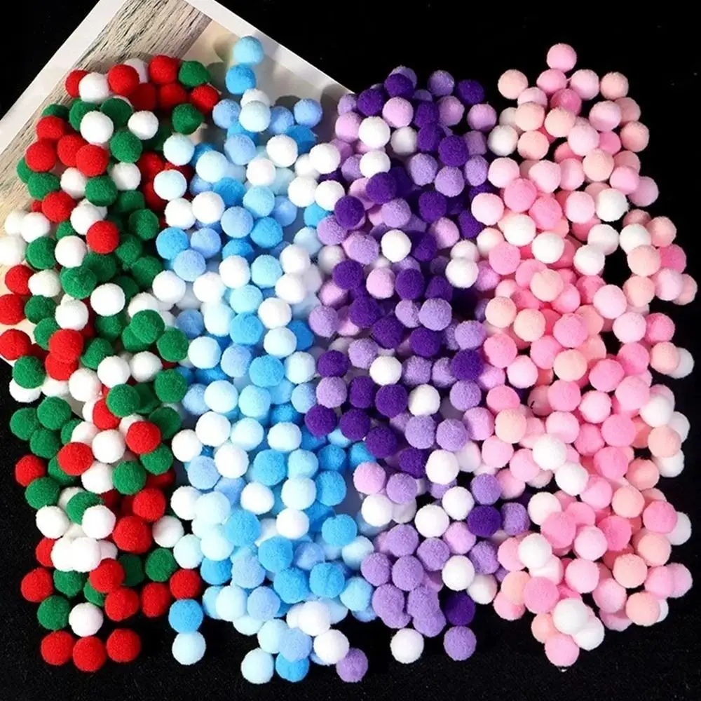 1 Pack 1cm/1.5cm Pompom Fur Balls Chrismas Colors Macaron Colors DIY Pom Pom Ball Mini Elasticity DIY Ball Christmas Decor